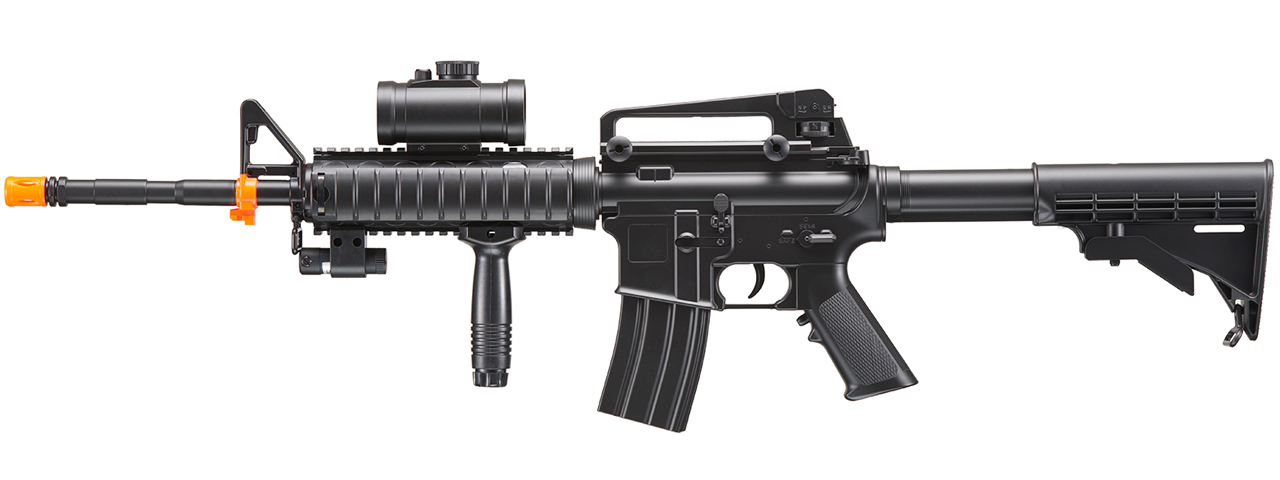 DE M4 RIS TACSPEC ELECTRIC AEG RIFLE W/ FLASHLIGHT AND RED DOT SCOPE - Click Image to Close