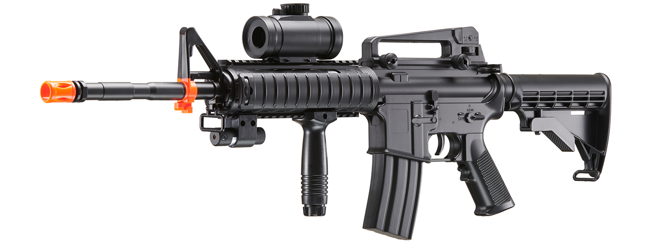 DE M4 RIS TACSPEC ELECTRIC AEG RIFLE W/ FLASHLIGHT AND RED DOT SCOPE - Click Image to Close