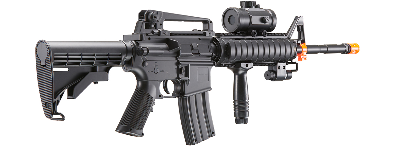 DE M4 RIS TACSPEC ELECTRIC AEG RIFLE W/ FLASHLIGHT AND RED DOT SCOPE