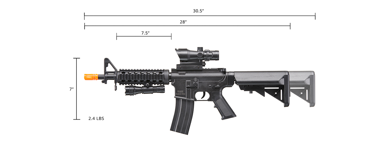 UK Arms Heavy Version M4 Airsoft Spring Rifle w/ Flashlight and Red Dot Sight (Color: Black)