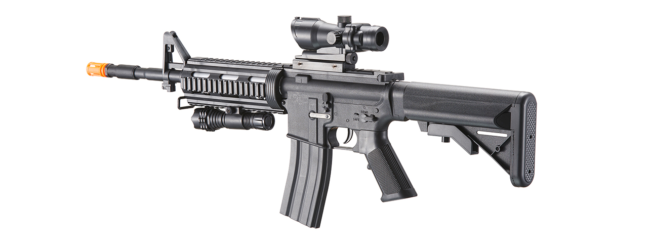 UK Arms Heavy Version Large Magazine M4 Airsoft Spring Rifle w/ Flashlight and Red Dot Sight (Color: Black)