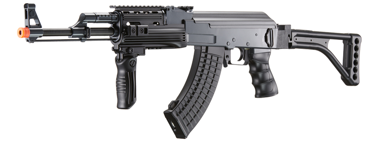 Double Eagle M900E Tactical AK-47 RIS Auto Electric Gun Metal Body Plastic Gear Side Folding Stock and Folding Foregrip - Click Image to Close