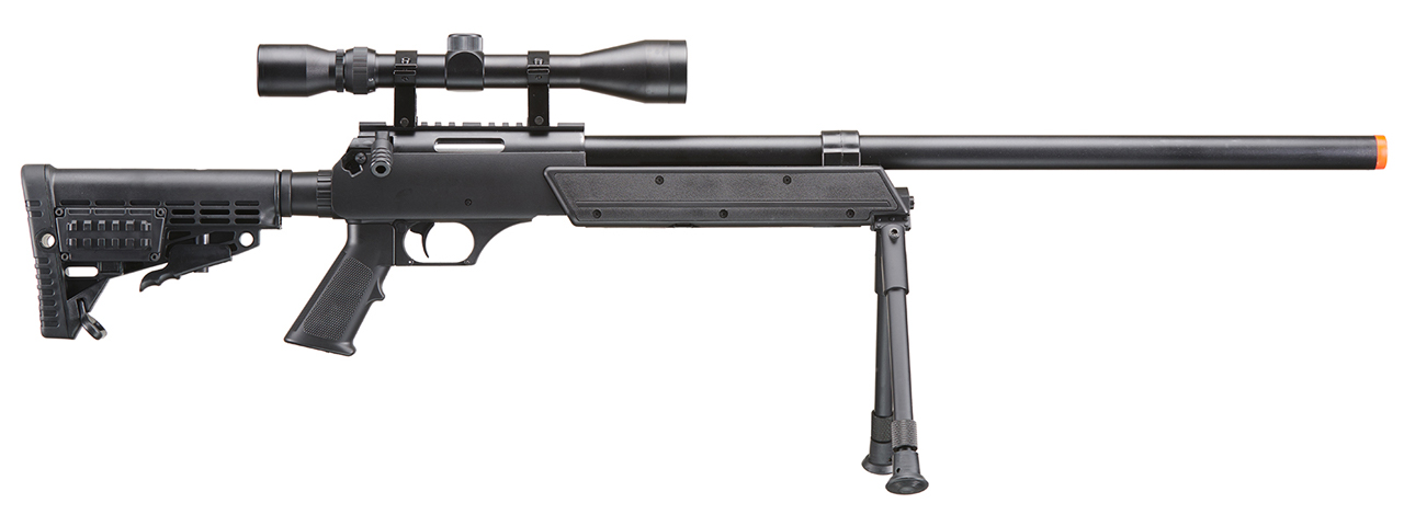 WELL SPEC-OPS MB13A APS SR-2 BOLT ACTION SNIPER RIFLE W/ SCOPE AND BIPOD (BK) - Click Image to Close