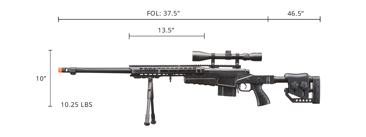 WellFire MB4419-2BAB Bolt Action Airsoft Sniper Rifle (Color: Black)