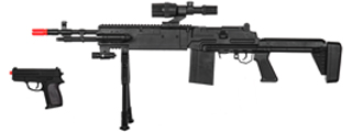 UK Arms Spring Sniper Rifle and P618 Pistol Combo with Laser and Flashlight (Color: Black)