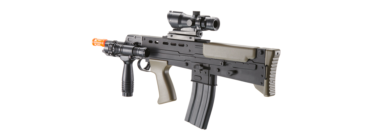 UK Arms L85 Airsoft Spring Powered Rifle (Color: Black & OD Green) - Click Image to Close