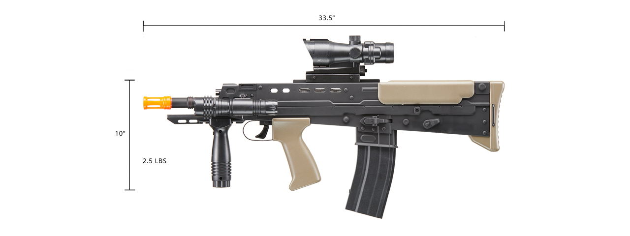 UK Arms L85 Airsoft Spring Powered Rifle (Color: Black & OD Green) - Click Image to Close