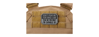 "Don't Fear Me for Who I Am, Fear Me for What I'm Capable Of" PVC Morale Patch (Color: Black & Gray)