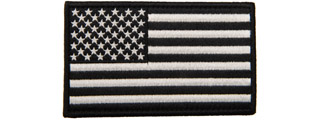 Large Embroidered Forward US Flag Patch (Color: Black and White)
