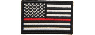 Embroidered Forward US Flag Patch w/ Red Line (Color: Black)