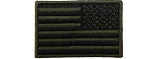 Embroidered Reverse US Flag Patch (Color: Green)