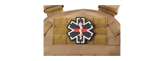 Medic Paramedic EMS EMT Medical Star of Life PVC Morale Patch w/ Red Line