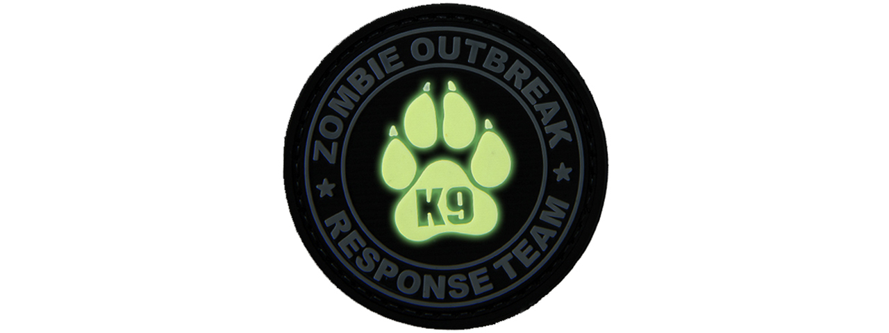 Glow in the Dark Zombie Outbreak Response Team PVC Patch w/ K9 Paw