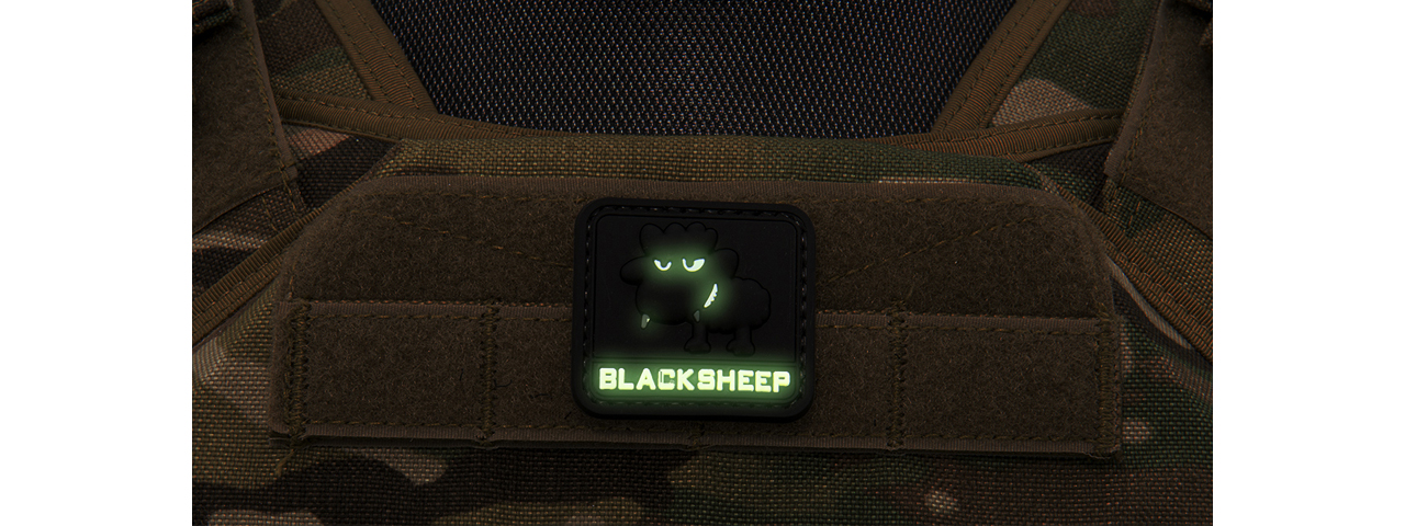 Glow in the Dark Black Sheep Small PVC Patch (Color: Black)