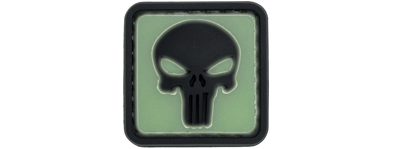 Glow in the Dark Small Punisher PVC Patch (Background Glow) - Click Image to Close