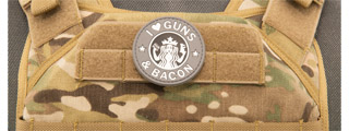 I Heart Guns & Bacon PVC Patch (Color: Black and Gray)