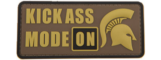 "Kick Ass Mode On" PVC Patch (Color: Tan)