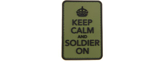"Keep Calm and Carry On" PVC Patch (Color: OD Green)