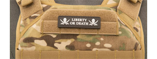Liberty or Death Pirate Skull PVC Patch (Color: Black)