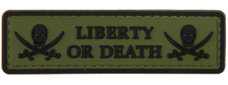 Liberty or Death Pirate Skull PVC Patch (Color: OD Green)