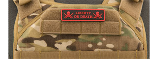 Liberty or Death Pirate Skull PVC Patch (Color: Red)