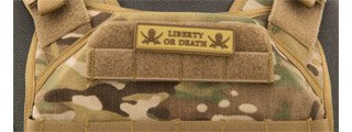 Liberty or Death Pirate Skull PVC Patch (Color: Coyote Tan)