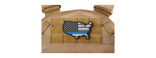 US Flag Map with Blue Line PVC Morale Patch