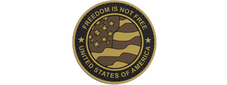 Round US Flag "Freedom is Not Free" PVC Patch (Tan Version)