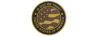 Round US Flag "In God We Trust" PVC Patch (Tan Version)