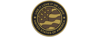 Round US Flag "Live it, Love It, or Leave It" PVC Patch (Tan Version)