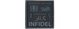 "Beer Drinking, Pork Eating, Womanising" PVC Patch (Color: Black)