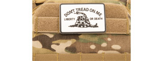 "Don't Tread on Me Liberty or Death" PVC Patch (Color: White)