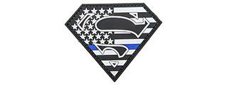 US Flag Superman Shield PVC Patch (Color: Black / White)