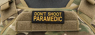 "Don't Shoot Paramedic" PVC Patch (Color: Black and Yellow)