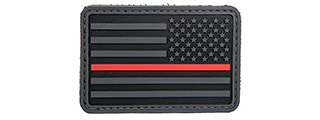 3D US Flag Reverse PVC Patch w/ Red Stripe (Color: Black)