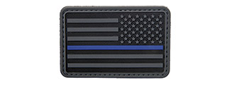 3D US Flag Reverse PVC Patch w/ Blue Stripe (Color: Black)