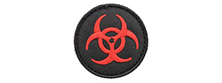 Embroidered Round Biohazard Patch (Color: Black and Red)