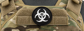 Embroidered Round Biohazard Patch (Color: Black and White)