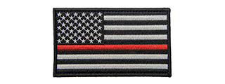 Large Embroidered Forward US Flag Patch w/ Red Line (Color: Black and White)