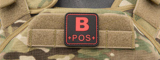 Squared B-Positive Blood Type PVC Patch (Color: Black and Red)