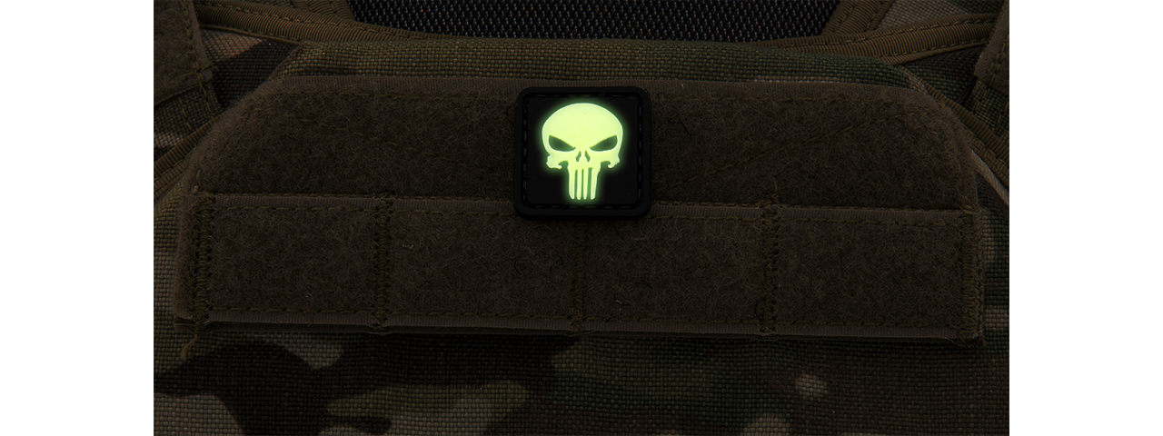 Glow in the Dark Small Punisher PVC Patch (Front Glow) - Click Image to Close