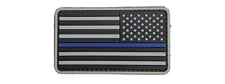 US Flag Reverse PVC Patch w/ Blue Stripe (Color: Black and Light Gray)