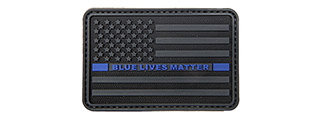 US Flag with Blue Line Saying Blue Lives Matters PVC Patch (Color: Dark Gray w/ Blue Line)