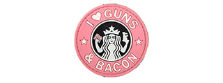 I Heart Guns & Bacon PVC Patch (Color: Pink)