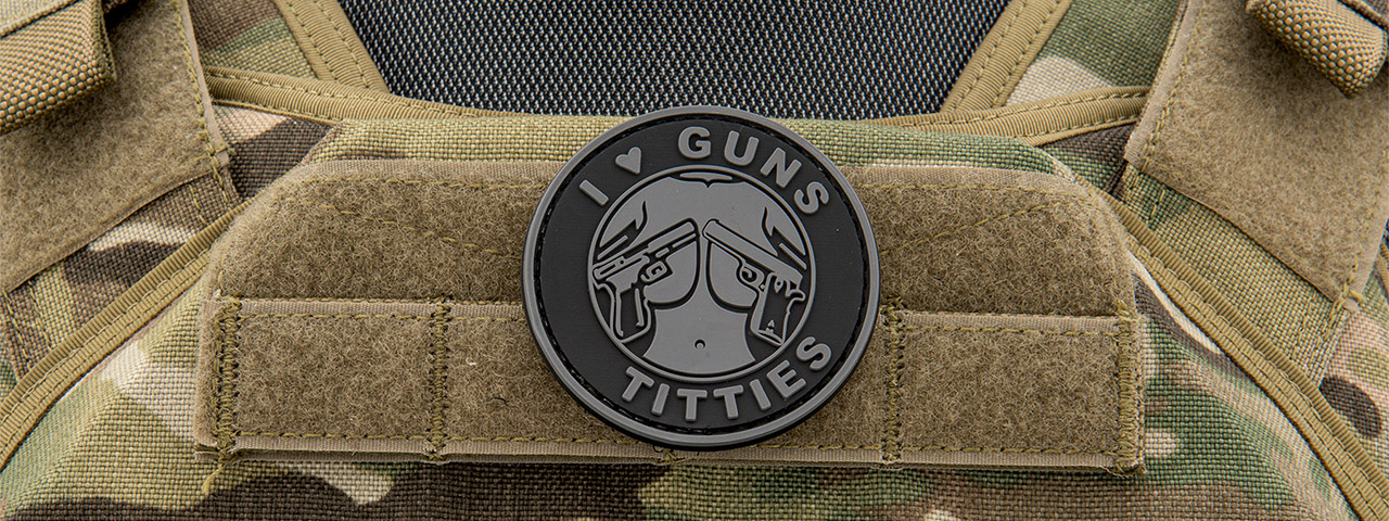 I Heart Guns & Titties PVC Patch (Color: Gray) - Click Image to Close