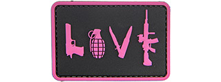 Love-Pistol, Grenade, Knife, Rifle" PVC Patch (Color: Pink)