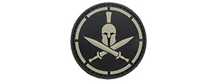 Spartan Helmet Crossed Swords PVC Patch (Color: Black)