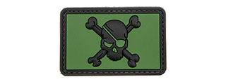 Pirate Skull with Cross Bones PVC Patch (Color: Forest Green)