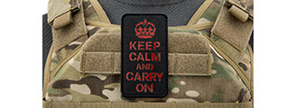 Reflective Keep Calm and Carry on Patch (Color: Black and Red)