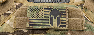 Reflective Fabric US Flag w/ Spartan Molon Labe (Color: Multi-Camo)